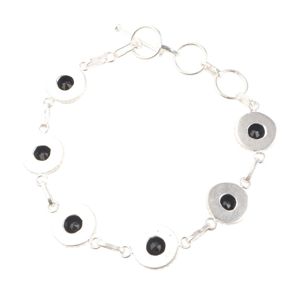 Black Onyx Gemstone 925 Sterling Silver Handmade Bracelet Jewelry Gift For Mom RB-9-20