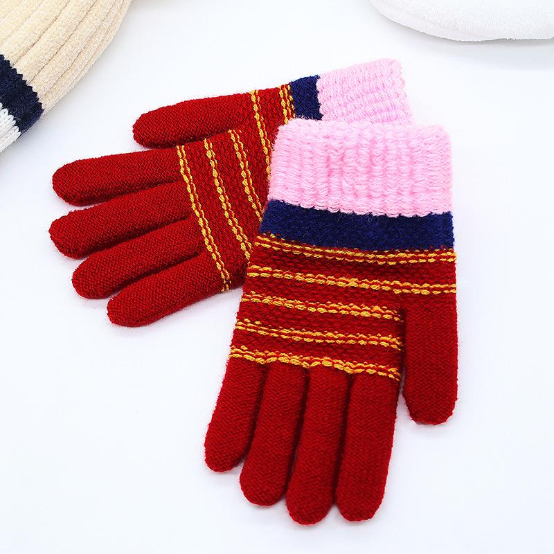 Children's Fingerless Winter Cartoon Kitten Gloves - Warm, Cute, Knitted Imitation Cashmere for Elementary Students