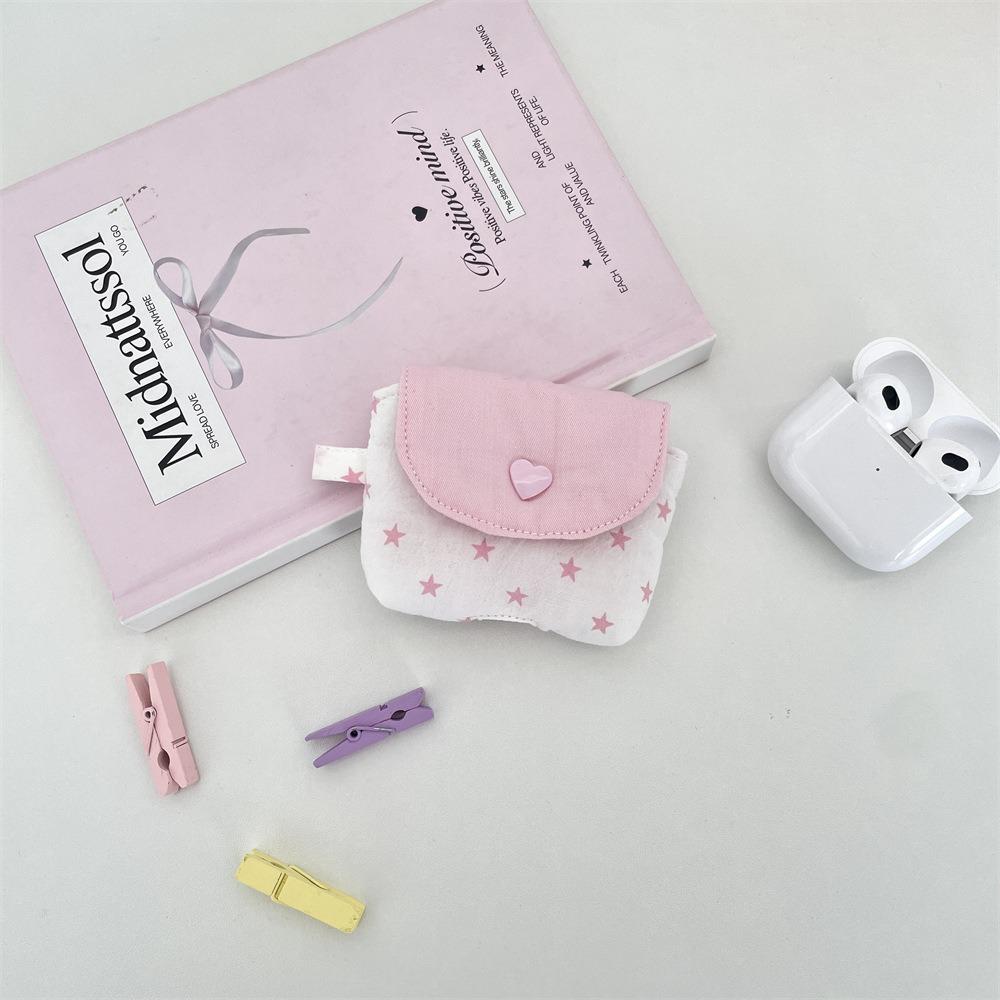 Fashion Mini Earphone Storage Bag Snap Button Sequined Stars Bluetooth Headset Case Coin Purse for Women Girls