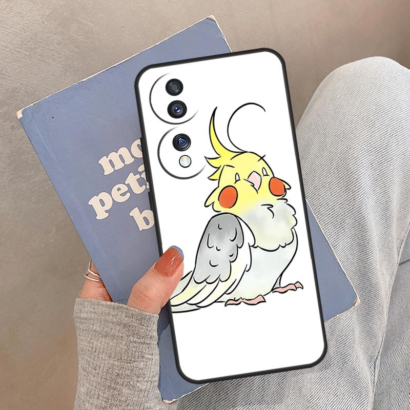 Cartoon Animal Chubby Cockatiel Case For Honor Magic 8 7 6 5 Pro Cover For Honor 400 200 X9c X9b X9a X8a X8b 50 70 90 Lite