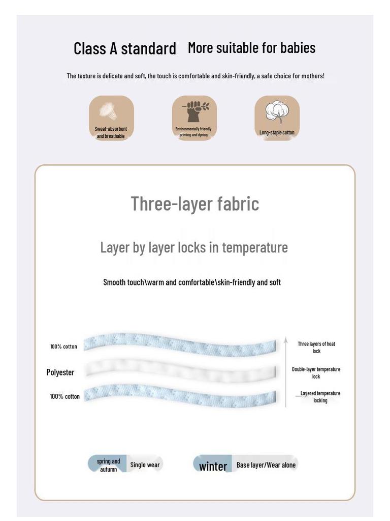 Thickened Quilted Baby Autumn/Winter Underwear Set - Warm, Class A Children's Clothes & Trousers, 120g