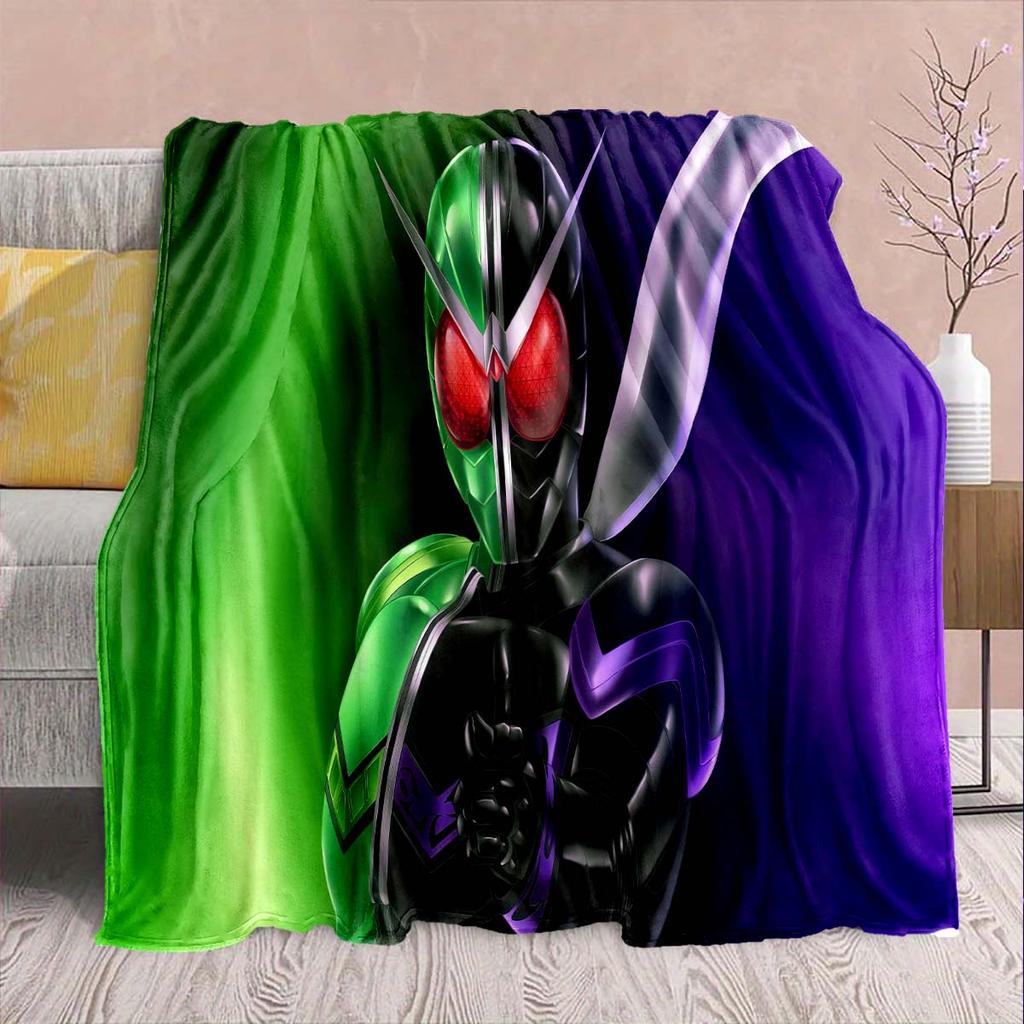 Kamen Rider Anime Flannel Blanket – Soft, Warm, Perfect for Sofas, Bedding, Camping, Travel, Office, and Home Decor – QJY