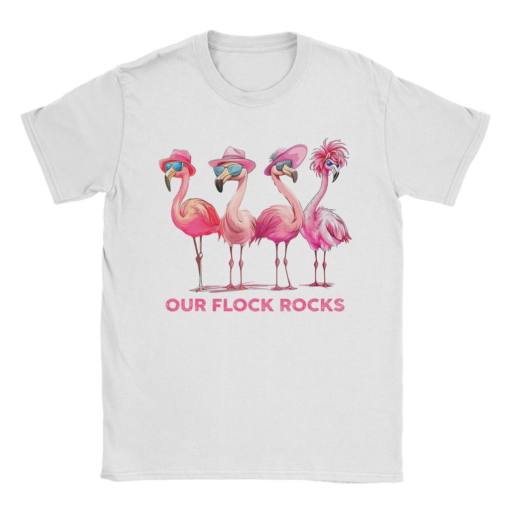 Unisex Unisexs Our Flock Rocks Flamingo T Shirts Pure Cotton Clothing Novelty Short Sleeve Tee Shirt Graphic Printed TShirt