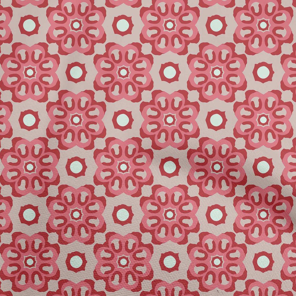 oneOone Cotton Poplin Beige Fabric Asian Block Dress Material Fabric Print Fabric By The Yard 42 Inch