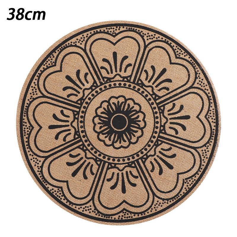 Boho Mandala Round Placemats Heat-Resistant Linen-Cotton Table Mats Washable Non-Slip Dining Decor