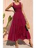 Spring European & American Women's Camisole Dress: Pleated Patchwork A-line with Wide Hem