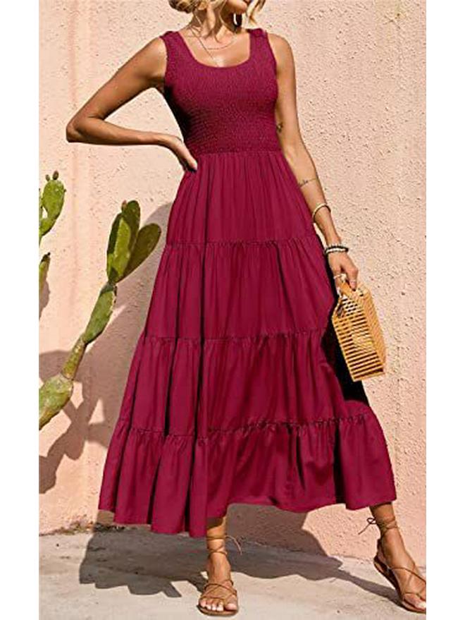 Весеннее европейское и американское женское платье-камсоль: Плиссированная Пэчворк А-силуэта с Широким Подолом L