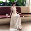 French Gentle Wind One-word Shoulder Dress Women's Summer New Temperament Waist Thin High-end Dress
