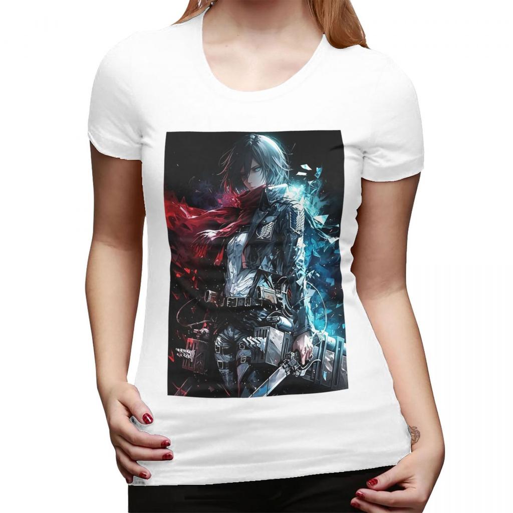 Anime Attack On Titan Mikasa AckerUnisex TShirt for WOMEN Round Neck Streetwear T Shirts WOMENs Tees Short Summer Clothes Tops