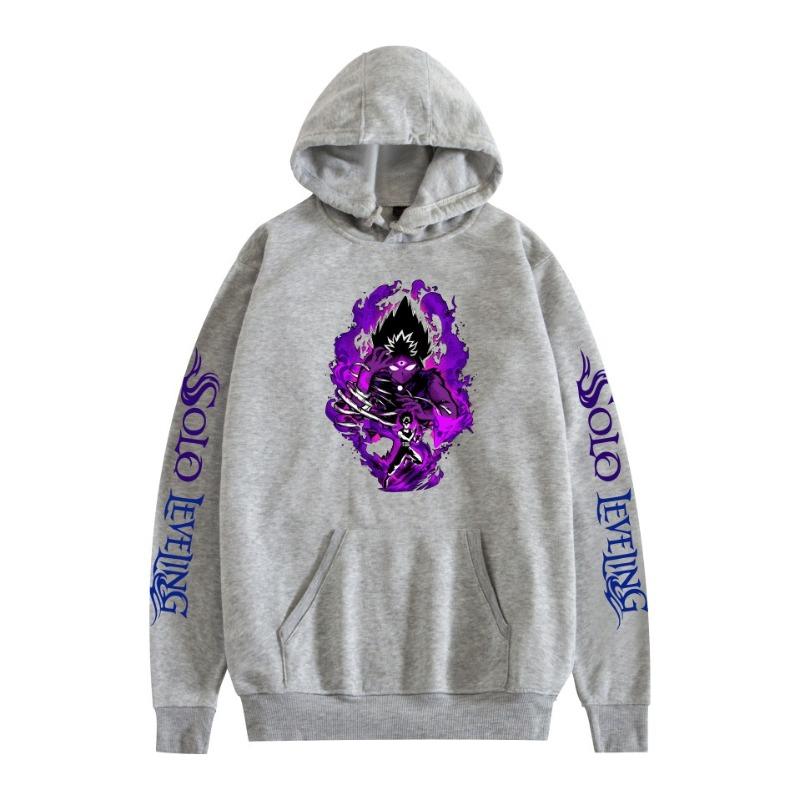 Harajuku Anime Solo Leveling Sung Jin-Woo Printed Hooded Men Women Aesthetic Hoodies Plus Size Pullover Harajuku Male Sweatshirt
