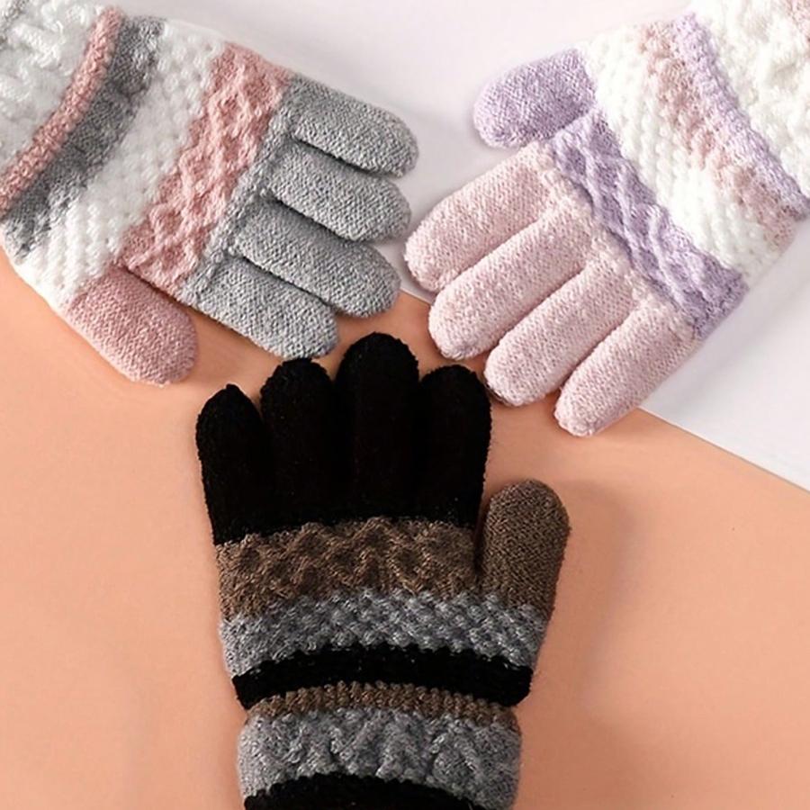 3 Pairs of Gloves for Children Keep Warm and Cold In Winter, Suitable for Children Aged 3-12.