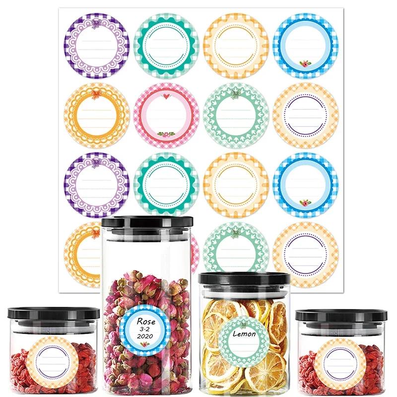 Glass Spice Jars Labels Stickers Junk Journal Planner Sticker Colorful Empty Cans Round Decorative Sticker Label Stationery Tags