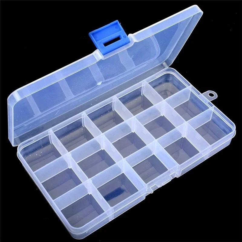 Transparent Plastic Storage Jewelry Box Plastic Compartment Adjustable Container Storage Boxes Beads Ring Earring Organizer Case