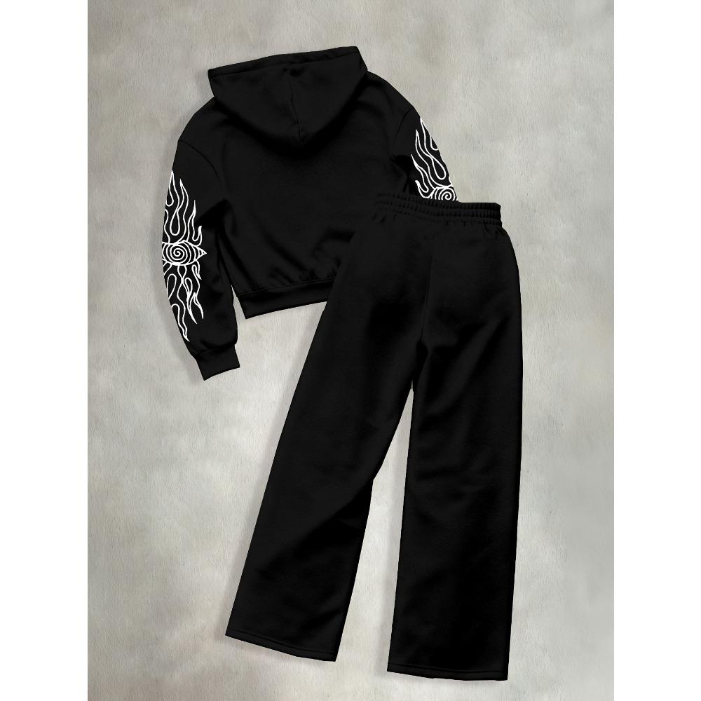 Conjunto Casual Clássico Cool Estilo de Rua, Moletom Casual Juvenil, Conjunto de Roupa Esportiva de Manga Longa para Primavera e Outono, Conjunto Masculino para Exterior Moderno