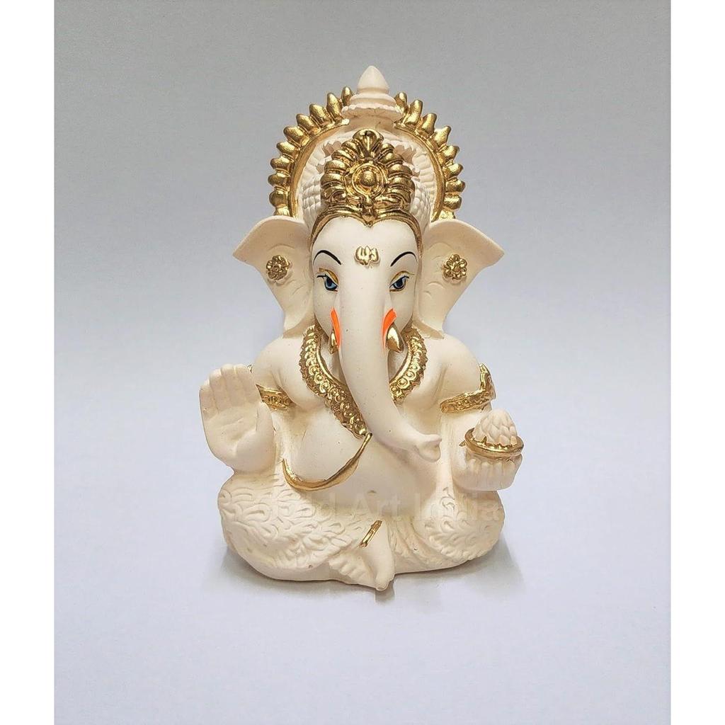 Peach Ivory Finish Ganesha Idol Car Dashboard IdolGanesha Murti Ganpati Idol for Home Decor Puja Lord Ganesh Statue Gift