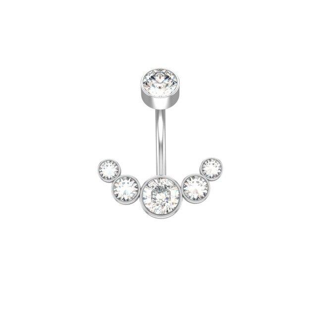 New Stainless Steel Colored Round Zircon Rhinestones Crystal Belly Button Ring Tassel Pendant Belly Button Body Jewelry Piercing