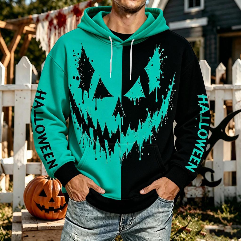 Men's Halloween Hoodie with Pockets Casual Sporty Comfortable Pullover Sweatshirt