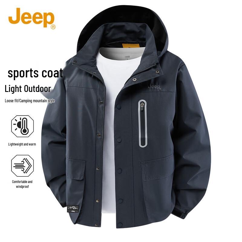 

JEEP Men s Lightweight Hooded Outdoor Jacket L