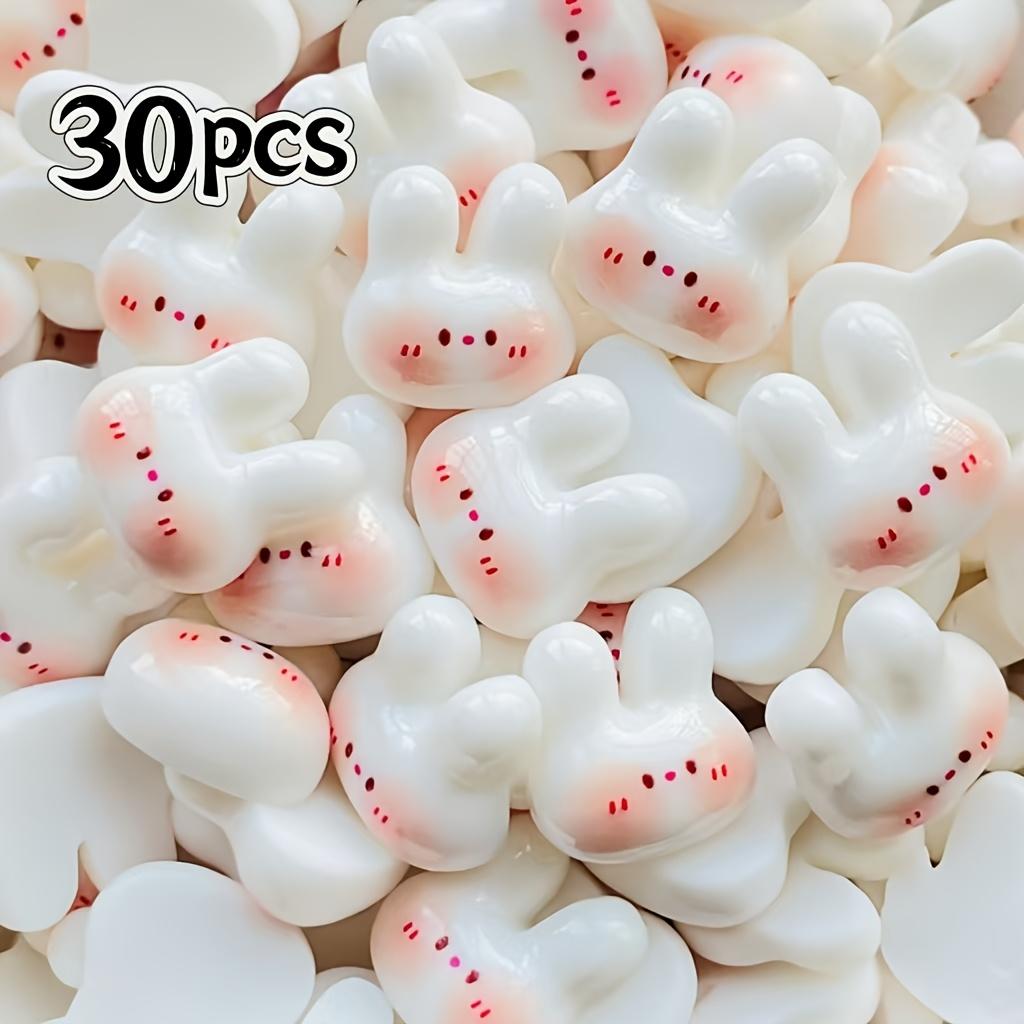 

30pcs of Cartoon Glossy Mini Bunny Resin Jewelry, Kawaii Art Nail Decoration Patches, Suitable for DIY Crafts, Hair Clips, Headb білий