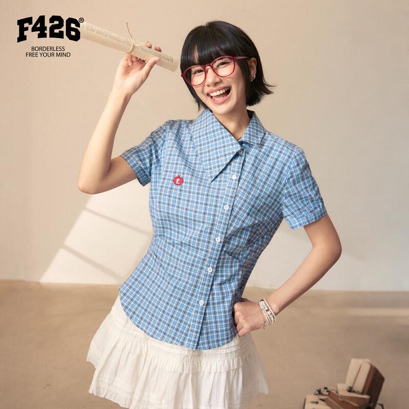 

F426 Japanese Style Summer Slim Fit Plaid Shirt L