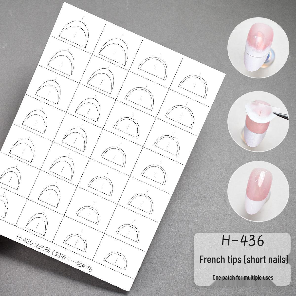 White Self-Adhesive French Manicure Stickers with Curved Designs