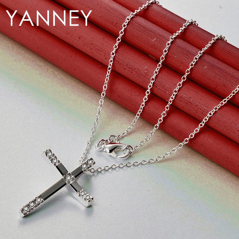 Elegant 925 Sterling Silver 16-30 Exquisite Butterfly Cross Pendant Women's Necklace Party Gift Accessories Wedding