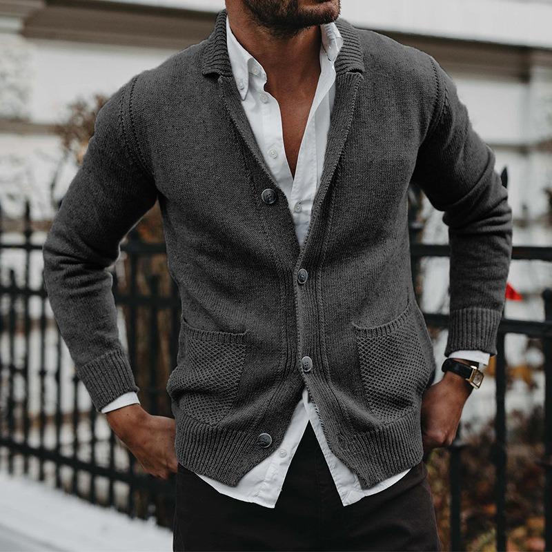 2026 Winter New Style Solid Color V-Neck Long Sleeve Pocket Knitted Sweater Jacket
