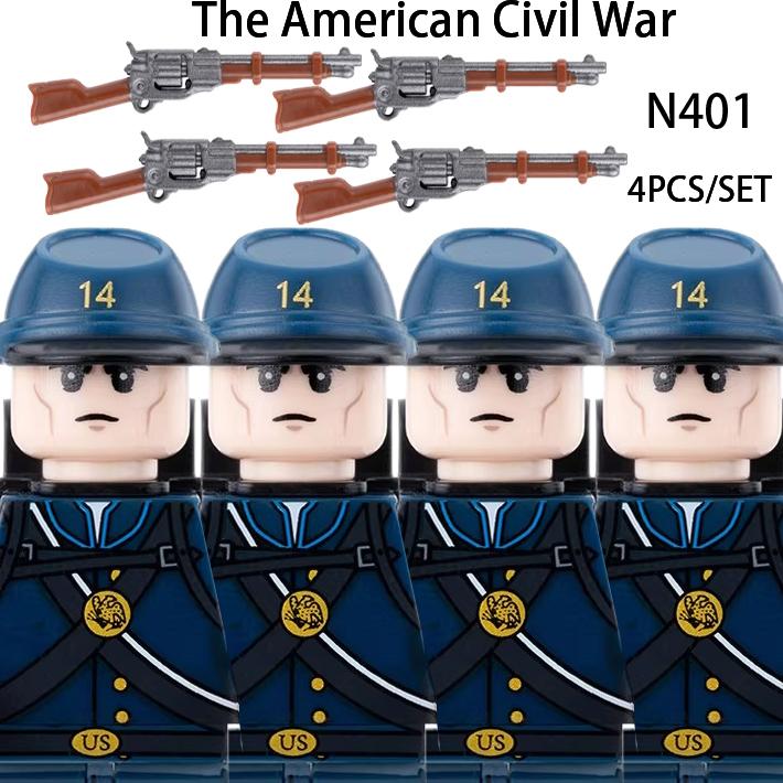 WW1 German Prussian Soldiers Figures Building Blocks Military US American Civil War Infantry Prussia Army Weapons Gun Bricks Toy