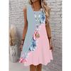 Fashion Women's Crew Neck Dress 3D Casual Color Printing Casual Dress Crew Neck Dress