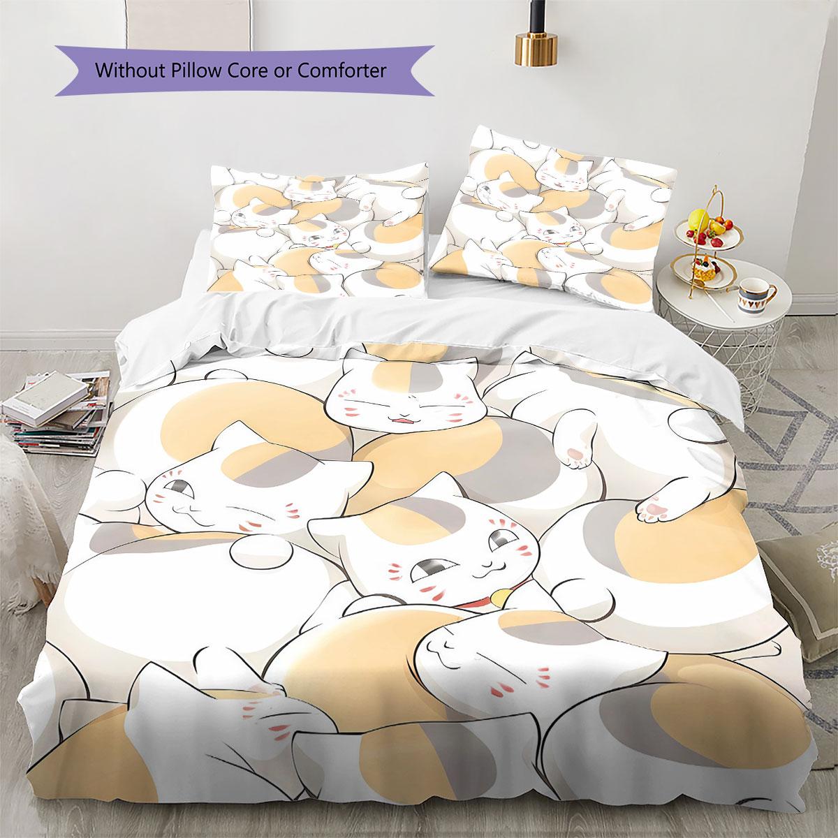 

Natsume sbook Pattern Bedding Quilt Set Quilt Cover Pillowcase Home Decoration Birthday Gift (1 * duvet cover + 2 * pillowcase, without core) 135x200cm