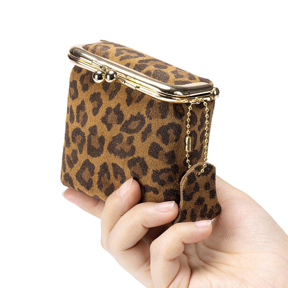Genuine Leather Mini Leopard Print Coin Purse – Multi-functional Storage Bag for Women