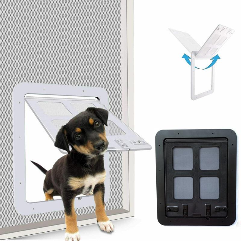 Automatic Pet Dog Home Screen Door Lockable Sliding Screen Door Magnetic with Magnetic Flap Car Doors 4 Ways Lockable Pet Gate