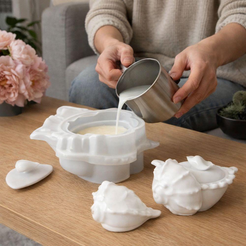 Molde de Silicona con Forma de Caracola con Tapa Molde para Tazas de Velas Molde para Frascos de Velas Molde para Cajas de Almacenamiento Decoración Festiva