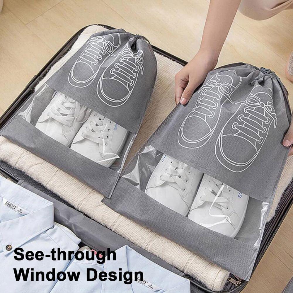 12PCS Shoe Bags, Large Thickened Non-woven Fabric Travel Shoe Bag, Dust-proof Drawstring Shoe Travel Bag for Packing/Home