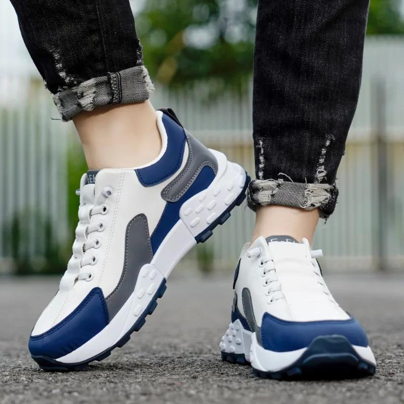 Men's Shoes 2024 Cross-tied Men's Vulcanize Shoes Fashion Sewing Hot Sale Round Toe Breathable Anti-slip Outdoor Casual Shoes