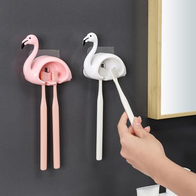 Flamingo Toothbrush Holder Shelf Wall Mount Tooth Brush Holders Container Organizer Bathroom Oral Hygiene Toothbrushes Accessory
