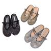 Outer Wear One Word with Bag Head and Half Slippers Women's Summer New Hollow Round Head Flat Bottom Shallow Mouth Sandals