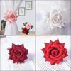 KX4B Florals Curtain Tiebacks Clasps 4 Pack Artificial Rose Flower Drapery Holdbacks Clips Window Drapes Holders Clamp