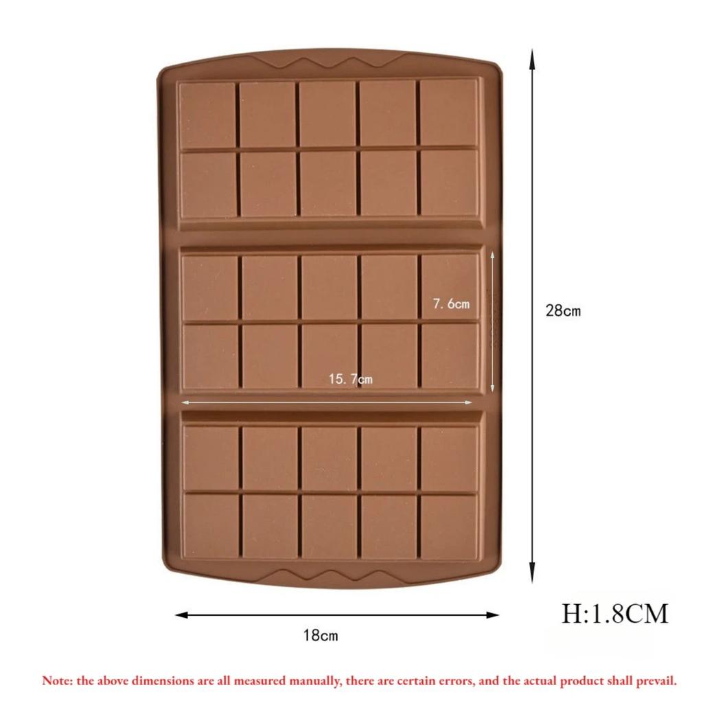 3 In 1 Chocolate Bar Molds Silicone Bars Break Apart Wax Melt Mould Easy Release Rectangle Durable for Handmade Gift