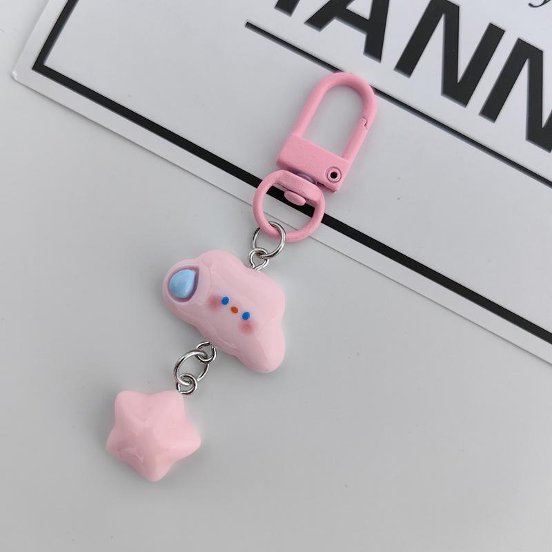 Speechless Cloud Cartoon Keychain: Cute Heart Backpack Pendant for Girls розовый