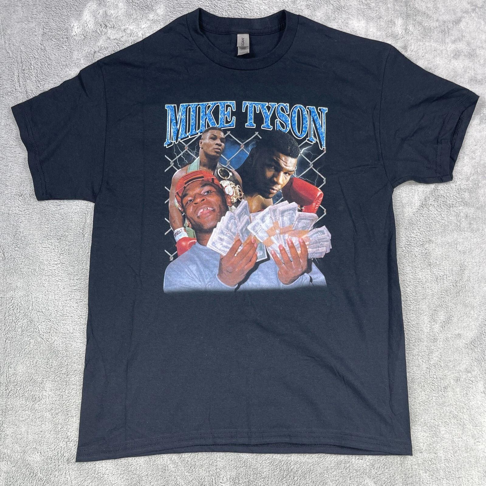 Vintage Mike Tyson T Shirt Size Large Black Money Heavy Weight Champion Graphic 4XL