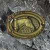 Western Belt Buckle for Men Cowboy Head Oval Buckle with Wood Grain Beads Vintage 10 x Gift [Rockyu] Hat/Boots/Horse Decoration, Alloy, Style, 7.4 cm,