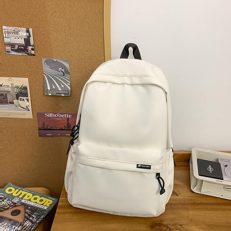 Men's Large Capacity Solid Color Backpack Women Travel Bag Junior High School Student Schoolbag