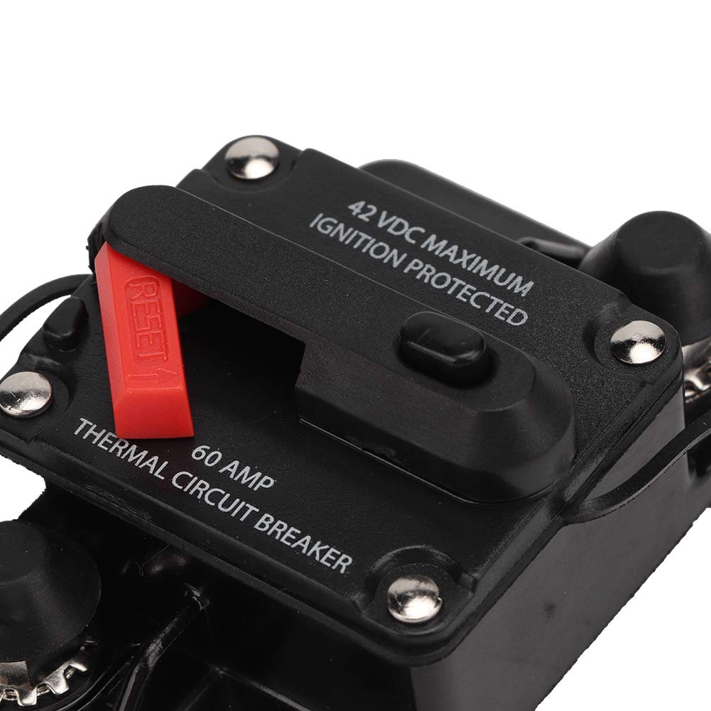 Qii Lu 30A/40A/60A Car Stereo Audio Resettable Inline Circuit Breaker Self Healing Fuse Metal (60A)