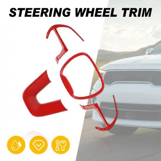 Red Steering Wheel Trim Decor Cover Frame w/Adhesive Fit 2014- Dodge Durango