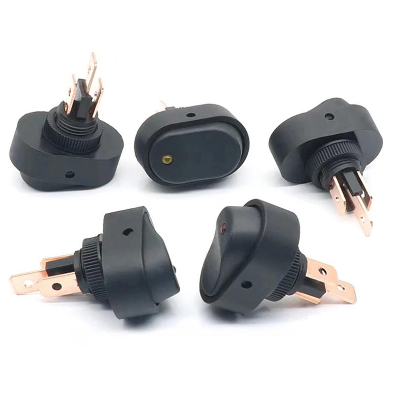 2Pcs 3 Pin LED Lighted Toggle Switch 12V 30A Oval Rocker Switch For Car RV Marine Boat
