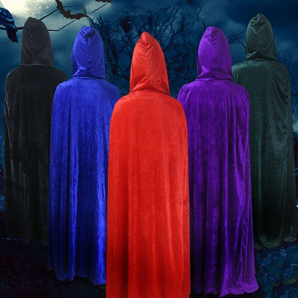Reversible Design Velvet Cloak Solid Color Ponchos Cosplay Adult Kids Long Cape  Halloween Party