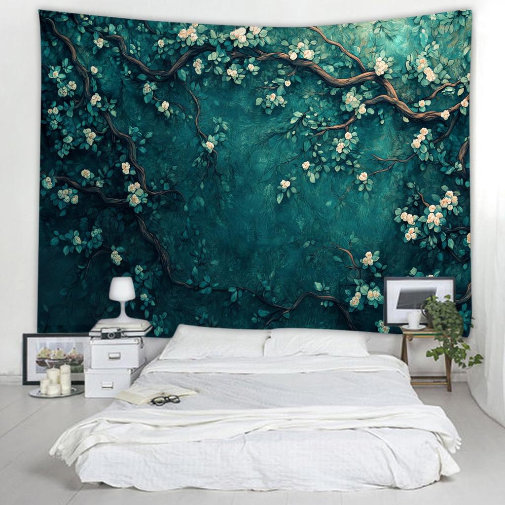 Vibrant Giant Monarch Butterfly Tapestry, Colorful Wildflower Meadow Cloud Sky Nature Art Wall Cloth For Bedroom Fresh Decor