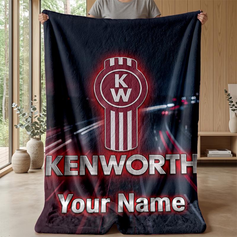 Kenworth Custom Flannel Throw Blanket Print Your Name Text Soft Warm Blanket Holiday Present