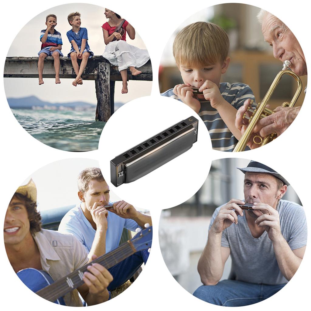 Swan SW1020 7 10 Holes 20 Tones Blues Diatonic Harmonica Key of C Mouth Organ with ABS Case Standard Performance